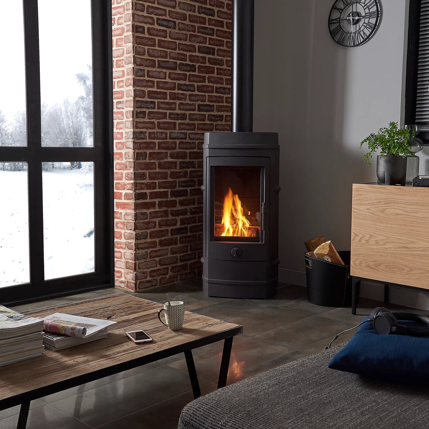 Poêle à bois en fonte Invicta Balham 12kW 120m²